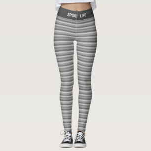 Silver Gray Shades Striping Leggings