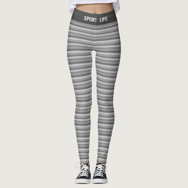 Silver Gray Shades Striping Leggings (Vorderseite)