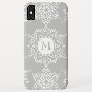 Silver Gray Snowflakes Christmas Holiday Monogram Case-Mate iPhone Hülle
