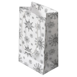 Silver Gray Snowflakes Pattern Kleine Geschenktüte
