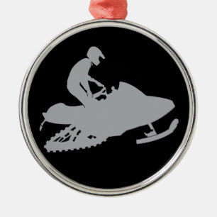 Silver Gray Snowmobiler Ornament Aus Metall