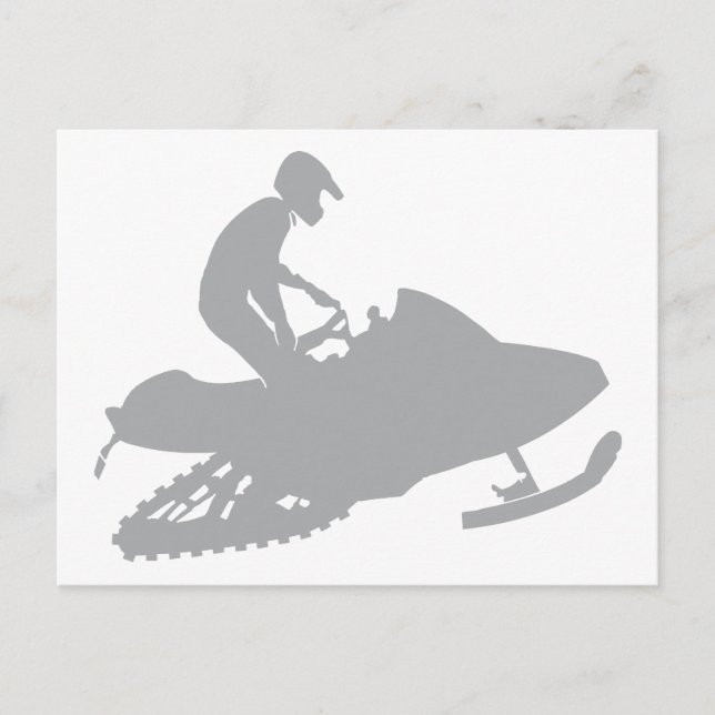 Silver Gray Snowmobiler Postkarte (Vorderseite)