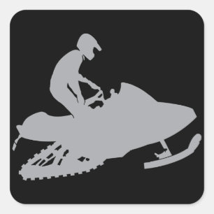 Silver Gray Snowmobiler Quadratischer Aufkleber
