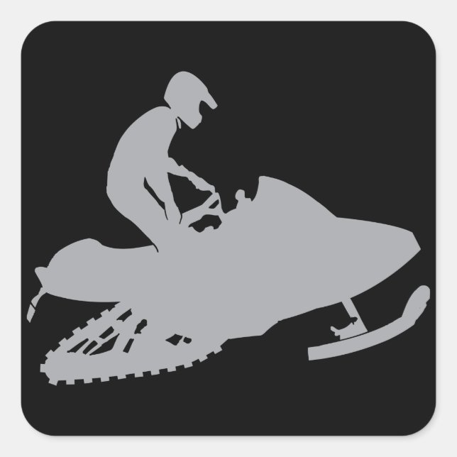 Silver Gray Snowmobiler Quadratischer Aufkleber (Vorderseite)