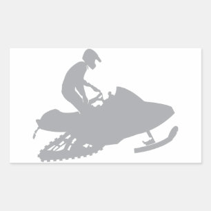 Silver Gray Snowmobiler Rechteckiger Aufkleber