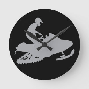 Silver Gray Snowmobiler Runde Wanduhr