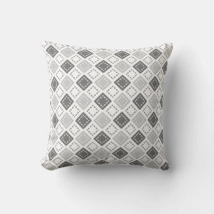 Silver Gray Squares Muster Kissen
