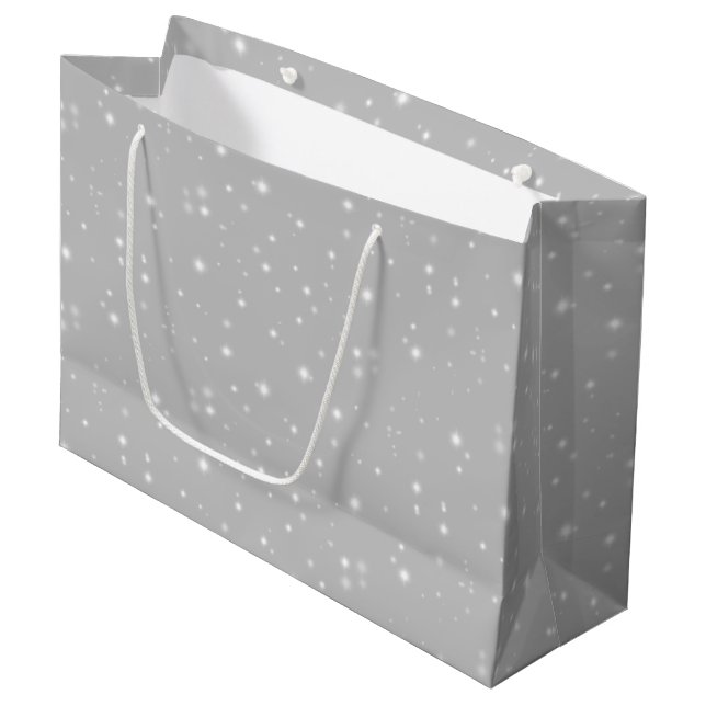 Silver Gray Starlight Große Geschenktüte (Vorderseite Schrägansicht)