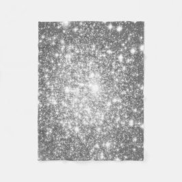 Silver Gray Stars Fleece Blanket