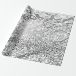 Silver Gray Strokes Glitte Marble Shiny Metal Geschenkpapier