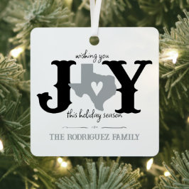Silver Gray Texas JOY Foto Holiday Ornament Aus Metall