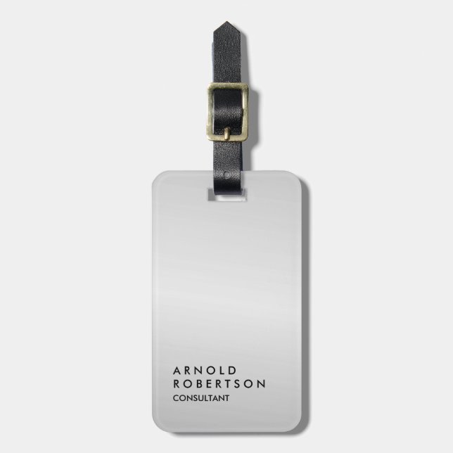 Silver Gray Trendy Modern Minimalistisch Gepäckanhänger (Vorderseite vertikal)