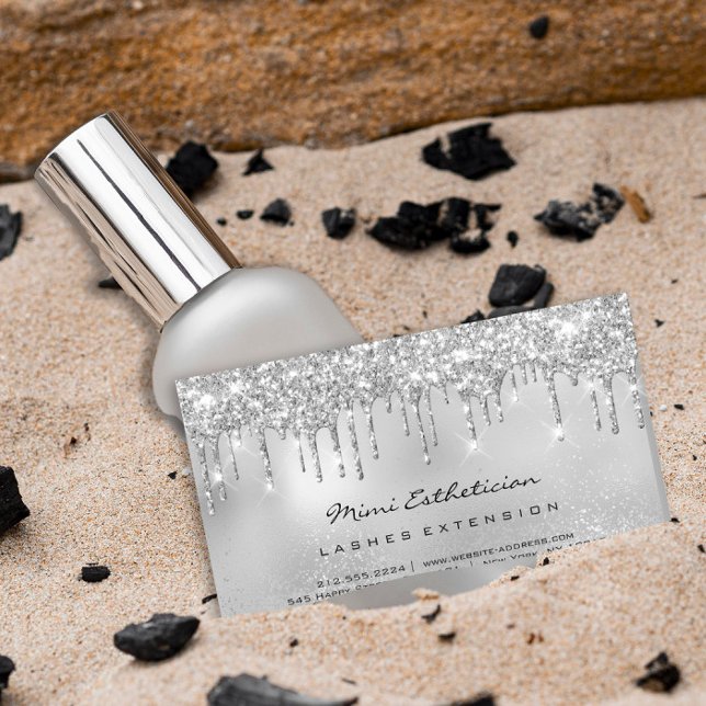 Silver Gray Tropfens Glitzer Eyelash Aftercare Mak Visitenkarte (Von Creator hochgeladen)