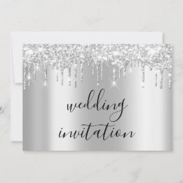 Silver Gray Tropfens Gray Black Spark Wedding Einladung