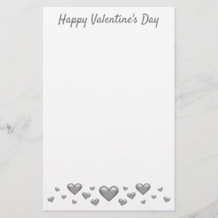 Silver Gray Valentine's Day Hearts & Custom Text Briefpapier