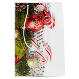 Silver Green and Red Christmas Decks Mittlere Geschenktüte
