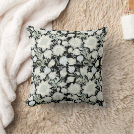 Silver Green Floral Throw Kissen