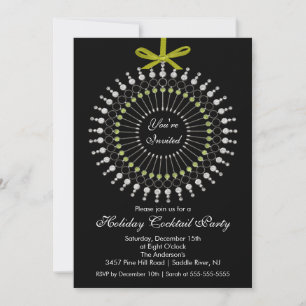 Silver & Green Ornament Cocktail Weihnachten Party Einladung