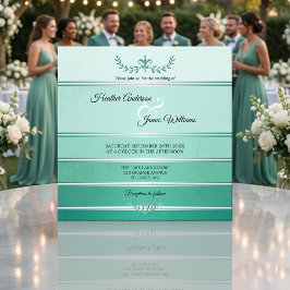 Silver Green Striped Tone on Tone Wedding Einladung
