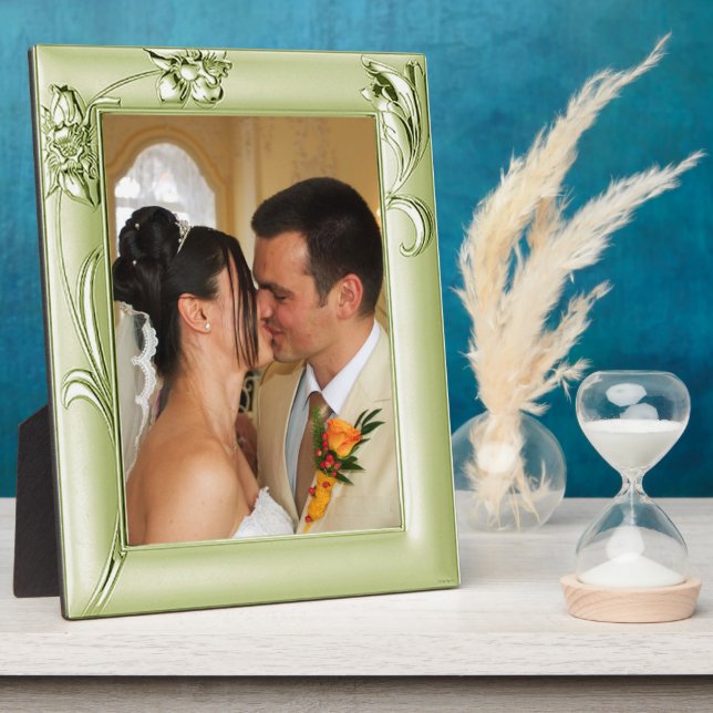 Silver Green Wedding Tinted & Blume 1 Foto hinzufü Fotoplatte (Seite)