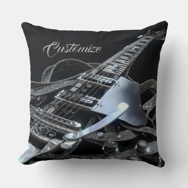 Silver Grey Electric Gitarren-Kissen Kissen (Vorderseite)