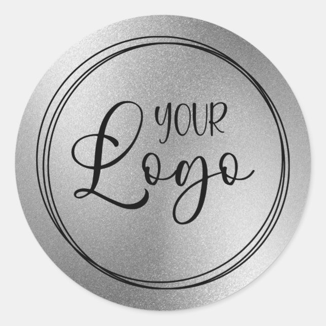 Silver Grey Foil Look Logo Runder Aufkleber (Vorderseite)