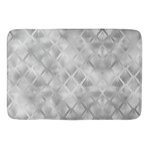 Silver Grey Geometric Abstrakt Bath Mat Badematte