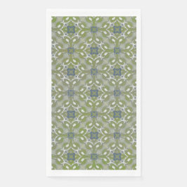 Silver Grey Green Blue Metallic Filigree Muster Serviette