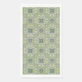 Silver Grey Green Blue Metallic Filigree Muster Serviette