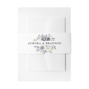 Silver Grey Ivory Floral Winter Rustikale Hochzeit Einladungsbanderole