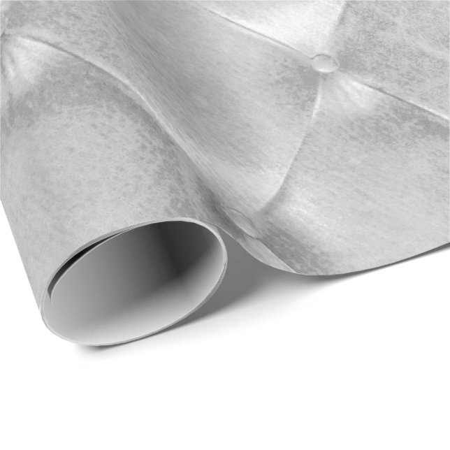 Silver Grey Luxury Opulent Tufted Leather VIP Geschenkpapier (Rolleneckpunkt)