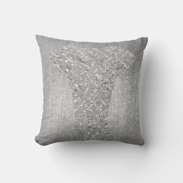 Silver Grey Metallic Black Animal Elephant LUXURY Kissen (Vorderseite)