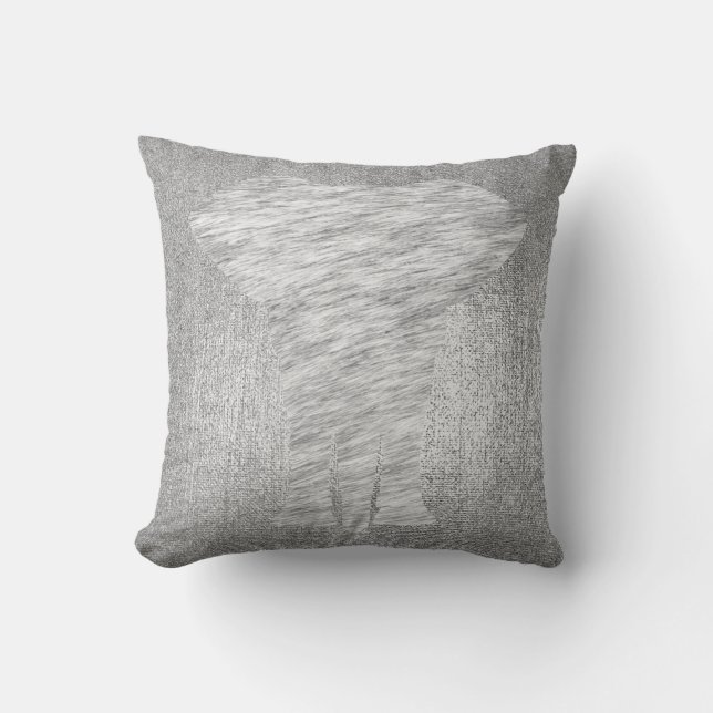 Silver Grey Metallic Black Animal Skin Elephant Kissen (Vorderseite)