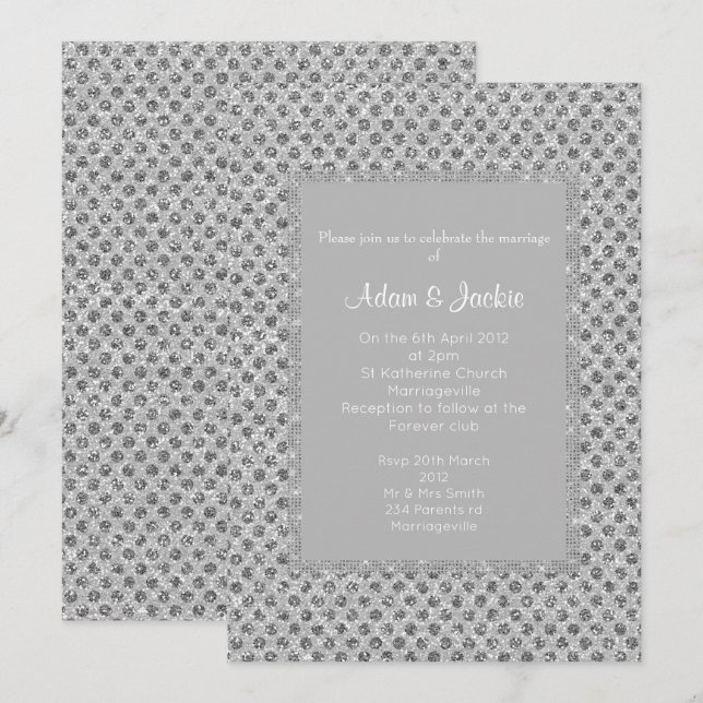 Silver Grey SPOT ELEGANT WEDING Einladung (Vorne/Hinten)