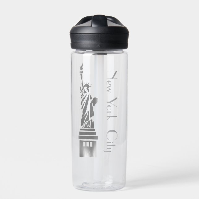 Silver Grunge Statue of Liberty Trinkflasche (Vorderseite)