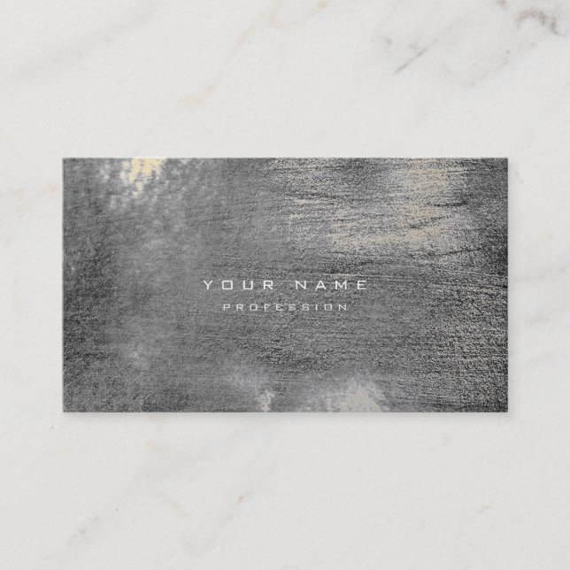Silver Grungy Monochrom Zement Wall Grau Gold Sepi Visitenkarte (Vorderseite)
