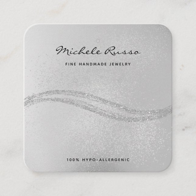 Silver Handmade QR Code Schmuckkarten Telefonnummerkarte (Vorderseite)