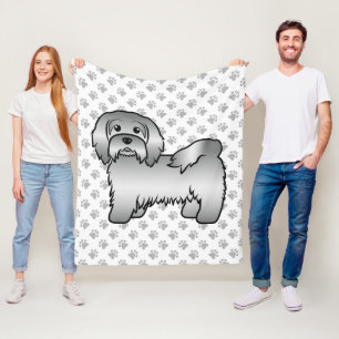 Silver Havanese Niedlich Cartoon Dog Illustration Fleecedecke