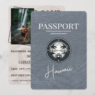 Silver Hawaii Passport Save the Date