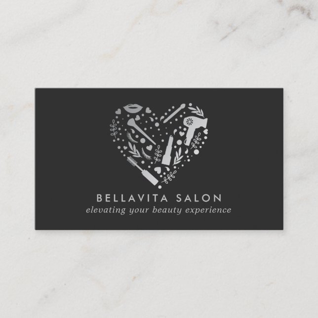 Silver Heart Hair Stylist Salon Visitenkarte (Vorderseite)