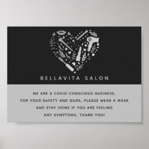 Silver Heart Salon Covid-bewusste Sicherheit Poster