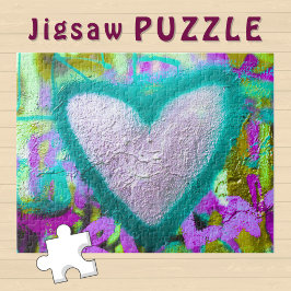 Silver Heart Turquoise Kontur on Graffiti Wall -