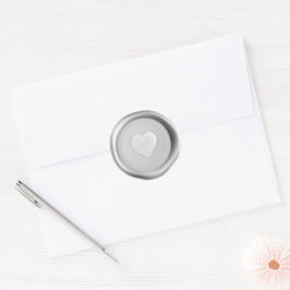 Silver Heart Wax Siegel Hochzeitskleber Runder Aufkleber