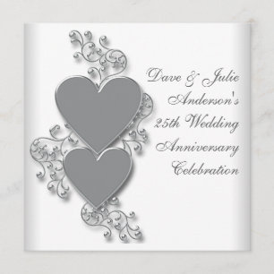 Silver Hearts 25. Hochzeitstag Party Einladung