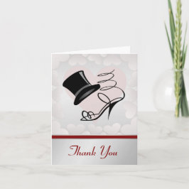 Silver Hearts Black Top Hat und High Heels Dankeskarte