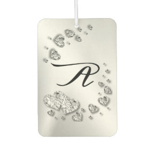 Silver Hearts Gray Initial Elegantes Auto Autolufterfrischer