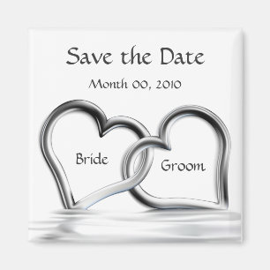 Silver Hearts Save the Date Magnete Magnet
