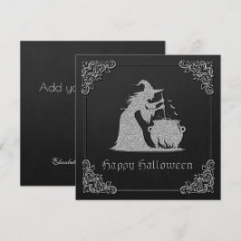 Silver Hexe & Cauldron Halloween Grußkarte