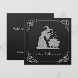 Silver Hexe & Cauldron Halloween Grußkarte
