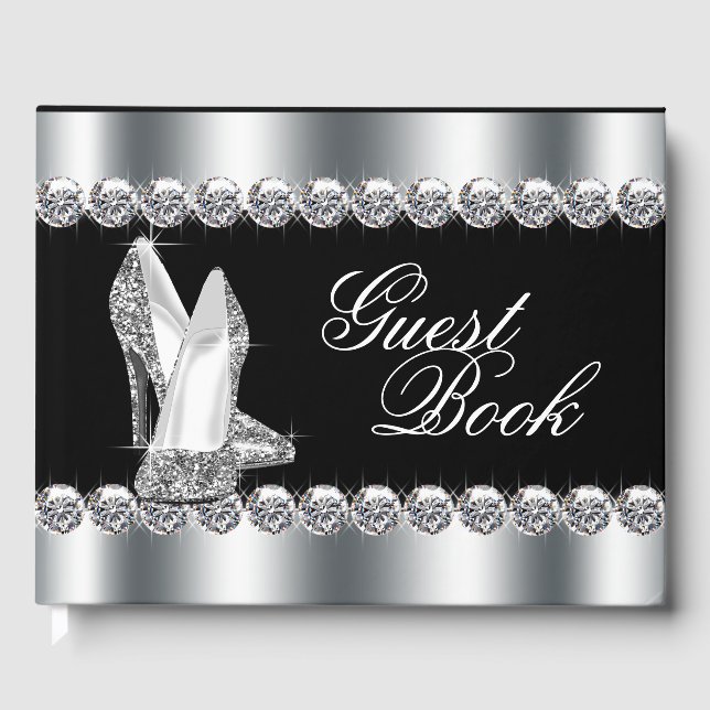 Silver High Heel Shoe Birthday Party Gästebuch (Vorderseite)
